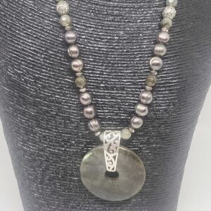 Black Pearl And Labradorite Pendant Necklace